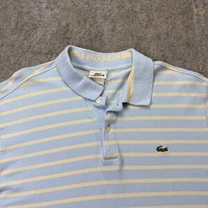 Lacoste Polo Shirt Men 7 Blue Yellow Striped Short Sleeve